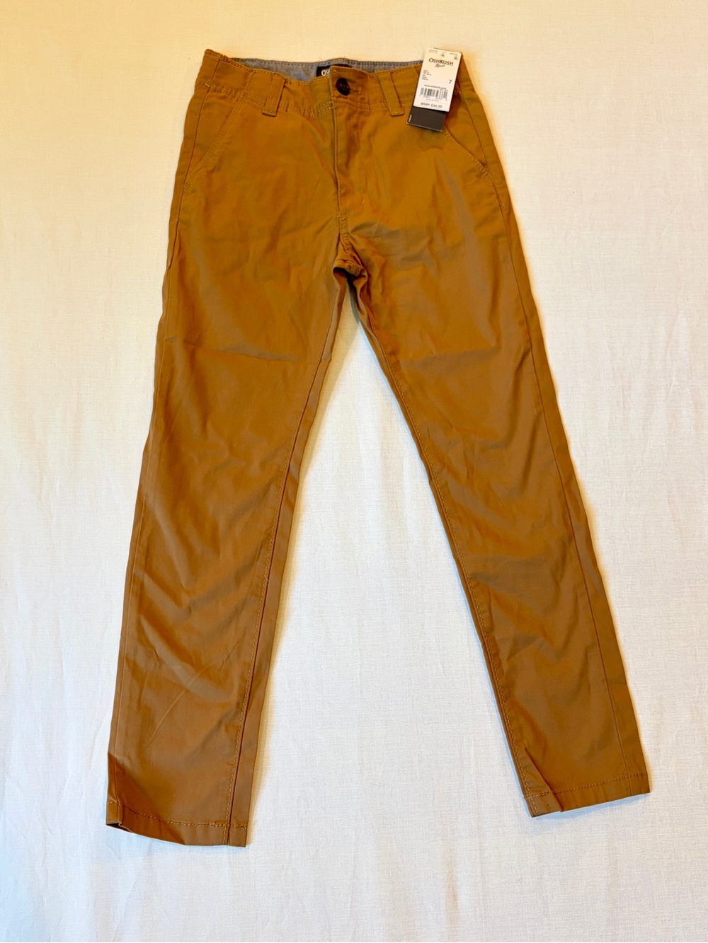 Kids Slim Chino Pants in Brown - Osh Kosh size 7. Brand new